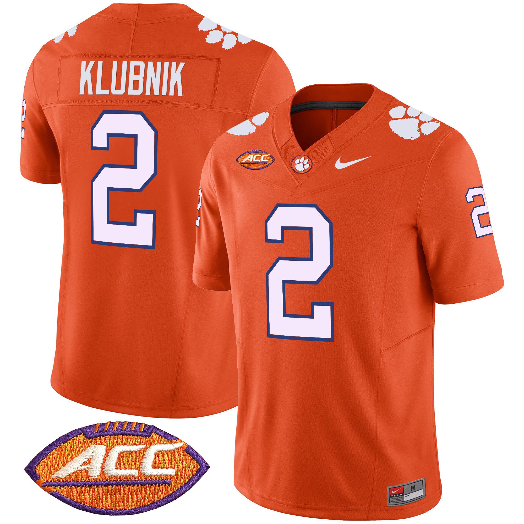 Men Clemson Tigers #2 Klubnik Orange 2024 Nike Vapor Limited NCAA Jersey style 1